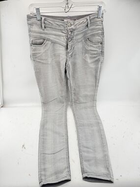 BONGO High Waisted Skinny Light Gray Straight Leg Jeans